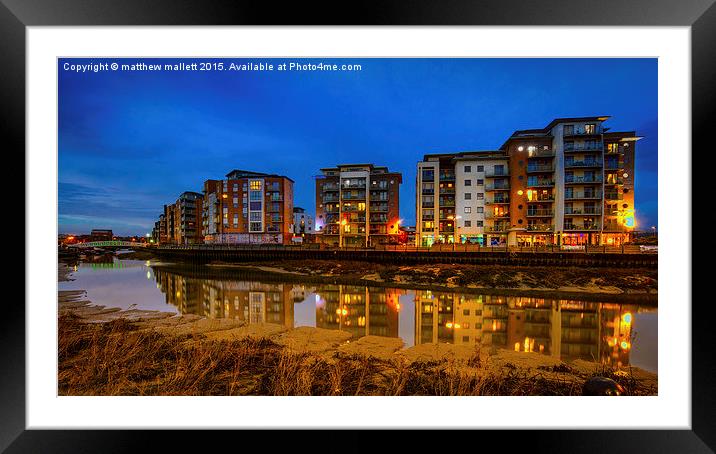  Hythe Quay Dusk View in Colchester 3 Framed Mounted Print by matthew  mallett