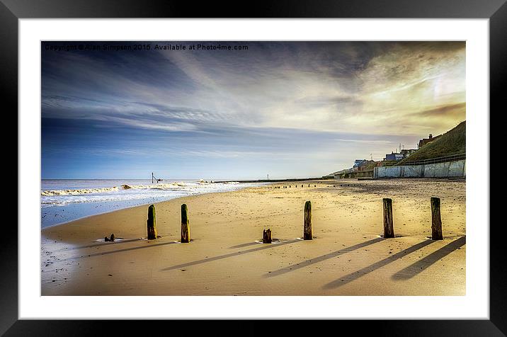  Mundesley Beach, Norfolk. Framed Mounted Print by Alan Simpson
