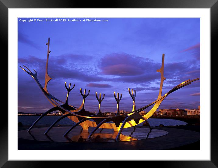 Reykjavik Solfar Sculpture (Sun Voyager) Framed Mounted Print by Pearl Bucknall