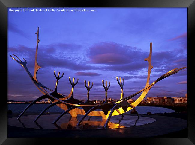 Reykjavik Solfar Sculpture (Sun Voyager) Framed Print by Pearl Bucknall