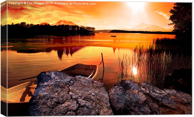  sunset lake Canvas Print by Derrick Fox Lomax