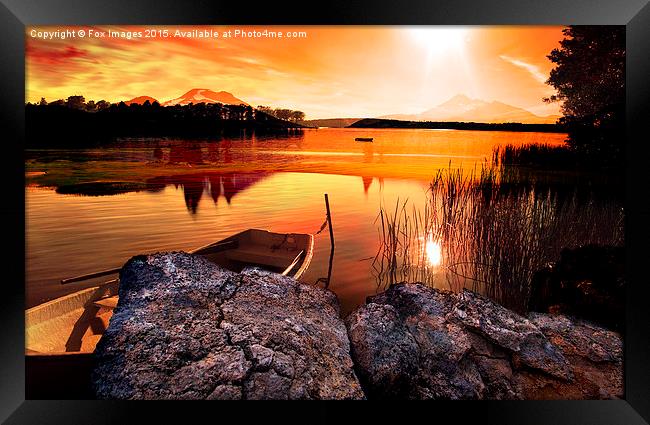  sunset lake Framed Print by Derrick Fox Lomax