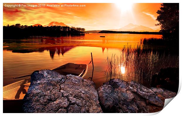  sunset lake Print by Derrick Fox Lomax