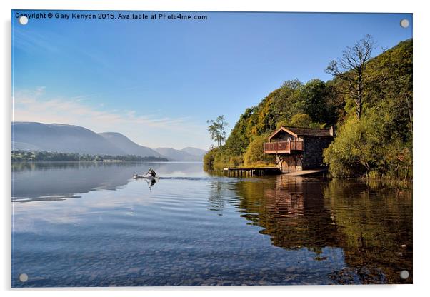 Canoe On Ullswater Near Duke Of Portland Boathouse Acrylic by Gary Kenyon