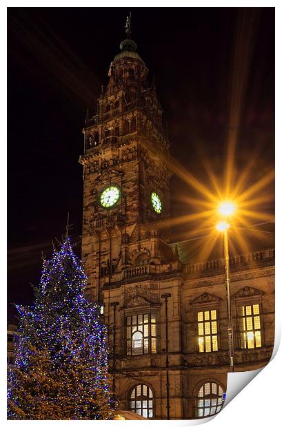 Sheffield Town Hall at Christmas  Print by Darren Galpin