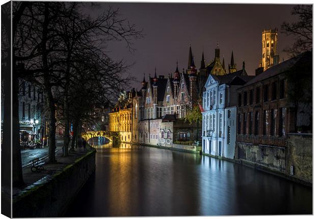  Bruges lights Canvas Print by David Schofield