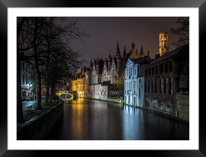  Bruges lights Framed Mounted Print by David Schofield