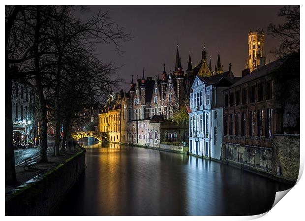  Bruges lights Print by David Schofield