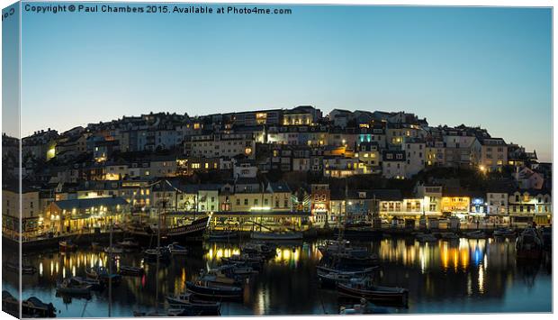 Brixham in Twilight. Canvas Print by Paul Chambers