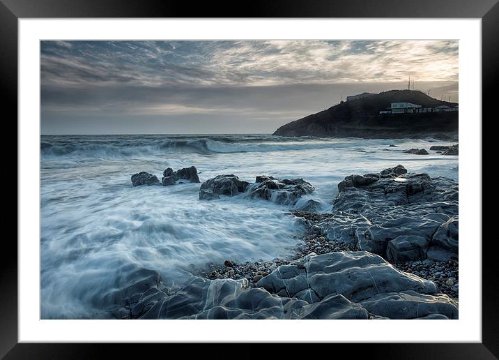  Blue hour at Bracelet Bay Framed Mounted Print by Leighton Collins