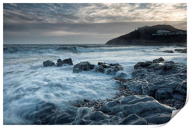  Blue hour at Bracelet Bay Print by Leighton Collins