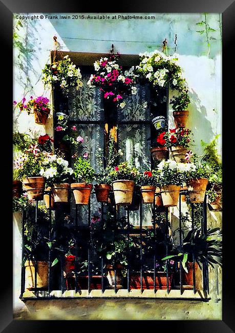  Florally 'decked out' window in Minorca Framed Print by Frank Irwin