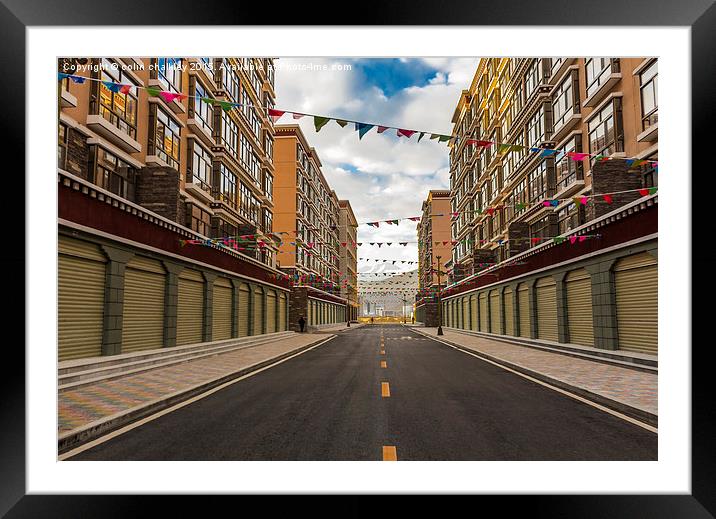  A Pristine Side street in Lhasa Framed Mounted Print by colin chalkley