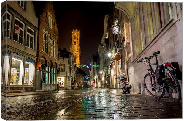  Streets of Bruges Canvas Print by David Schofield