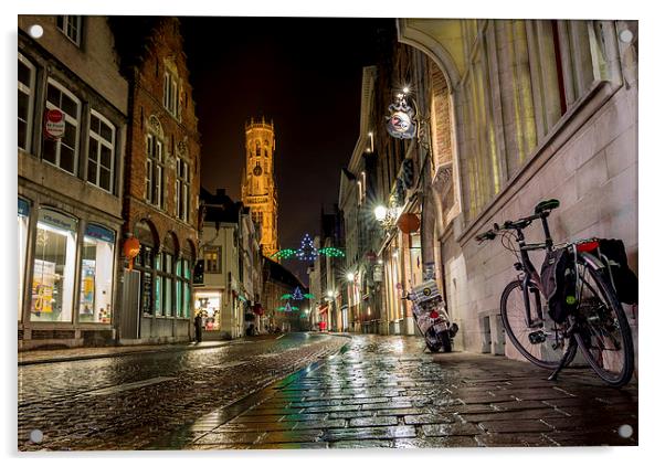  Streets of Bruges Acrylic by David Schofield