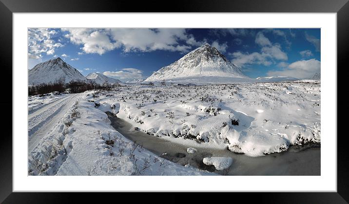The road to Glen Etive in Winter - Panorama Framed Mounted Print by Maria Gaellman