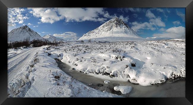 The road to Glen Etive in Winter - Panorama Framed Print by Maria Gaellman