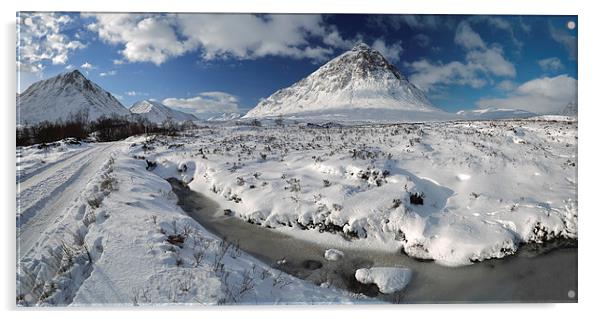 The road to Glen Etive in Winter - Panorama Acrylic by Maria Gaellman
