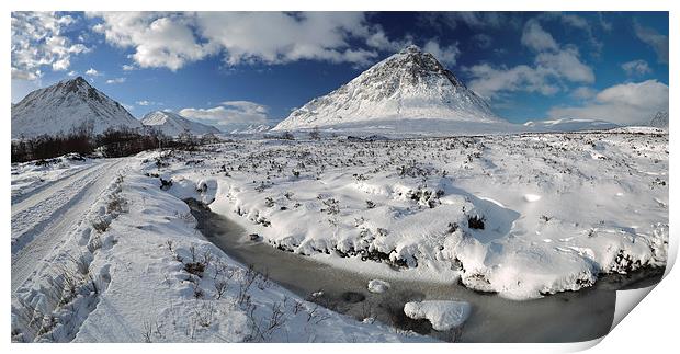 The road to Glen Etive in Winter - Panorama Print by Maria Gaellman