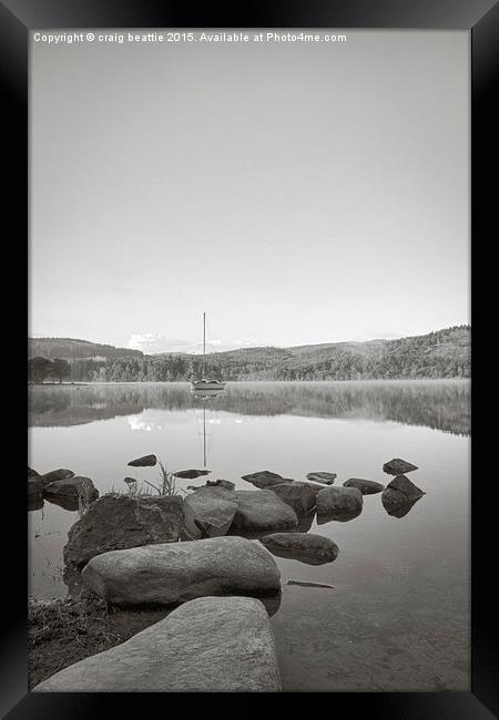  Loch Ard Boat B&W Framed Print by craig beattie