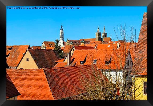  Above the Roofs of Rothenburg Framed Print by Gisela Scheffbuch