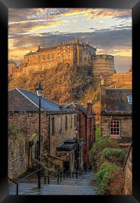 Edinburgh Sunset from the Vennel Framed Print by Miles Gray