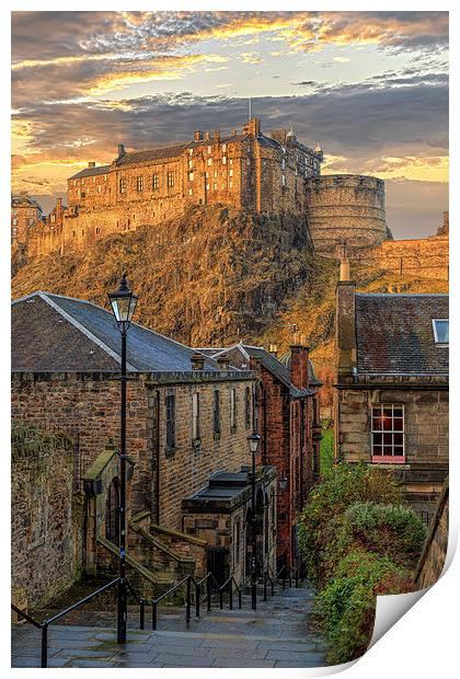 Edinburgh Sunset from the Vennel Print by Miles Gray