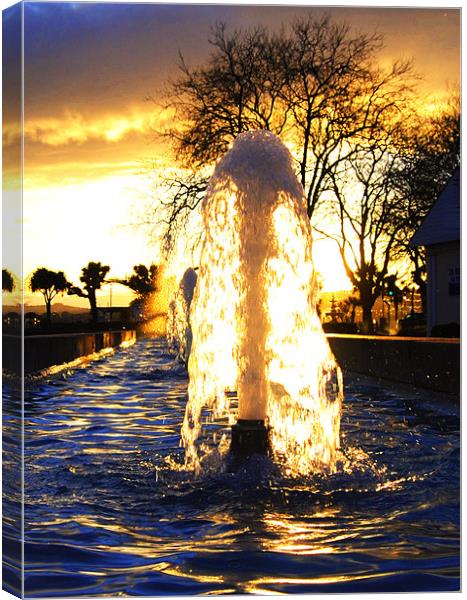 Fountain at sundown Canvas Print by Rob Hawkins