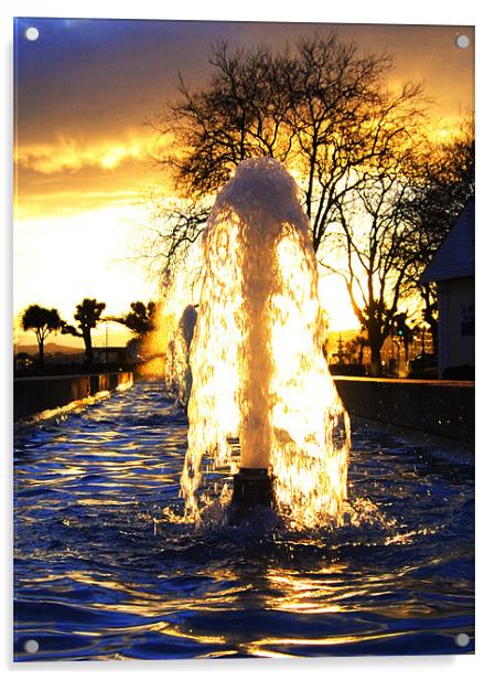 Fountain at sundown Acrylic by Rob Hawkins