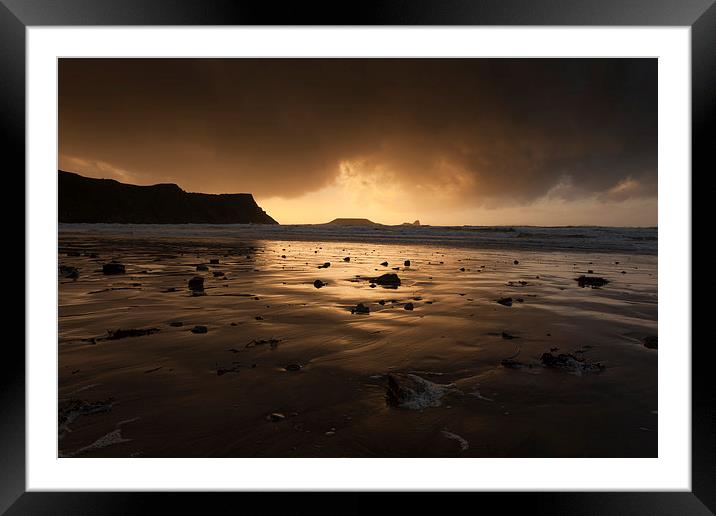  Storm clouds at Worms Head  Framed Mounted Print by Leighton Collins