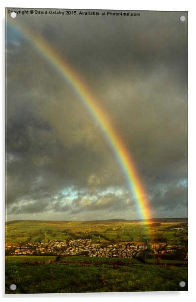 Rainbow over the Aire Valley Acrylic by David Oxtaby  ARPS