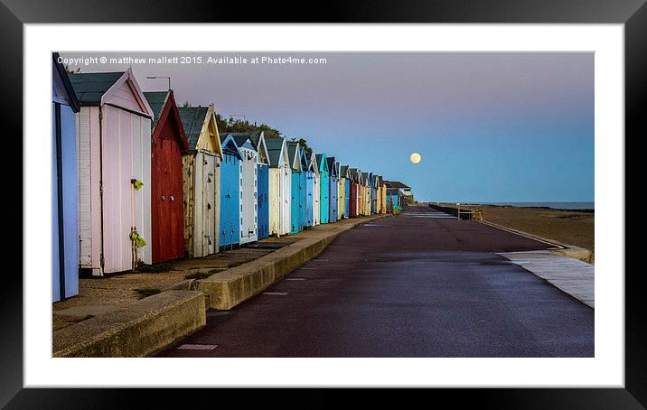  Moonrise at Sunset on The Beach Framed Mounted Print by matthew  mallett