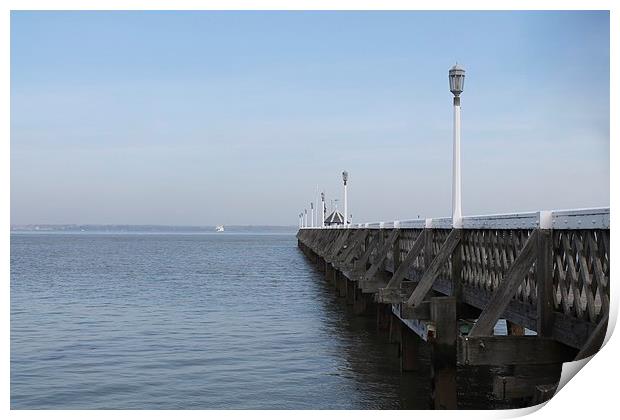 A pier on a bright morning. Print by Adele Crittenden