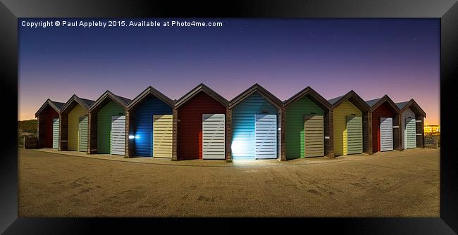  Night at Blyth Beach Huts Framed Print by Paul Appleby