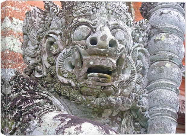 Balinese Temple Guardian Canvas Print by Mark Sellers