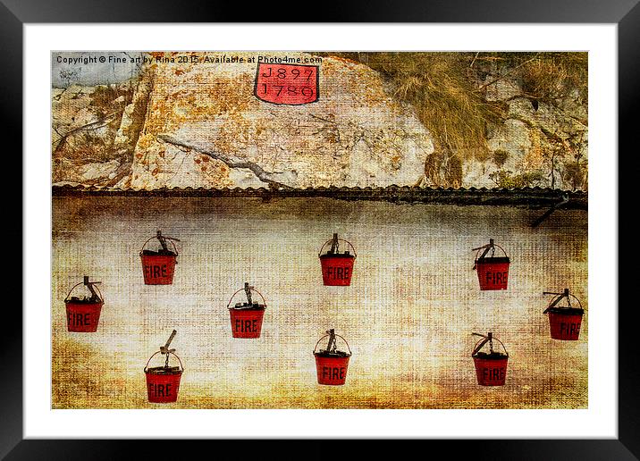  Fire buckets, Gibraltar Framed Mounted Print by Fine art by Rina