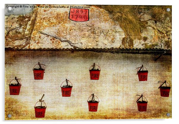  Fire buckets, Gibraltar Acrylic by Fine art by Rina