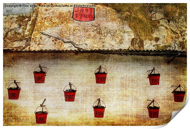  Fire buckets, Gibraltar Print by Fine art by Rina