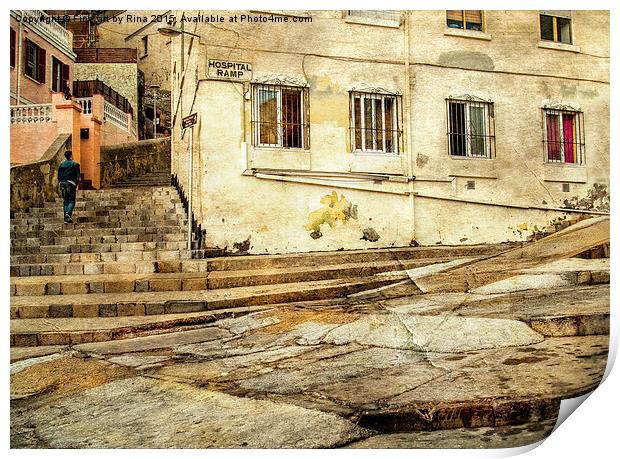  Hospital Ramp / Castle Steps, Gibraltar Print by Fine art by Rina