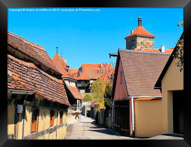  A Quaint Corner in Rothenburg ob der Tauber Framed Print by Gisela Scheffbuch