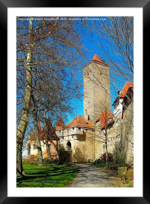  Castle Gate and Town Wall in Rothenburg Framed Mounted Print by Gisela Scheffbuch