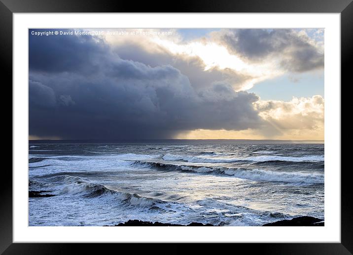 Heavy Shower over Croyde Bay Framed Mounted Print by David Morton