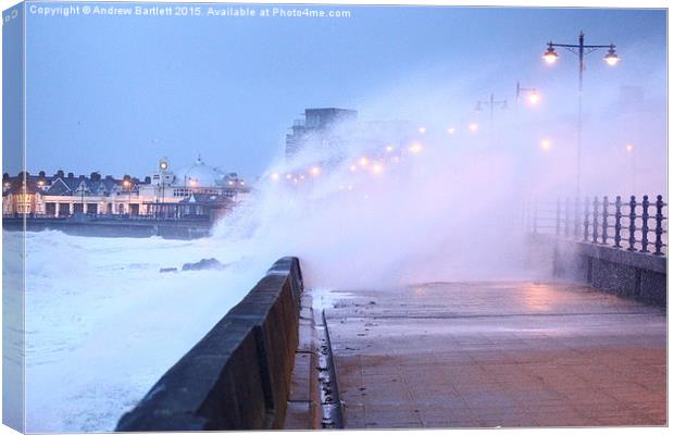  Porthcawl, South Wales, UK, In Storm Clodagh. Canvas Print by Andrew Bartlett