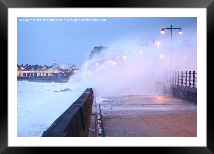  Porthcawl, South Wales, UK, In Storm Clodagh. Framed Mounted Print by Andrew Bartlett