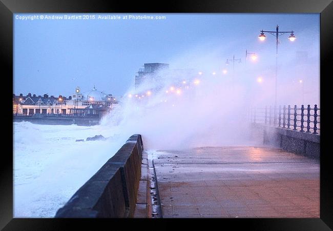  Porthcawl, South Wales, UK, In Storm Clodagh. Framed Print by Andrew Bartlett