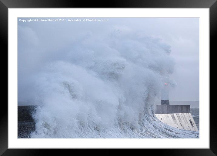  Porthcawl lighthouse, South Wales, UK, in a storm Framed Mounted Print by Andrew Bartlett