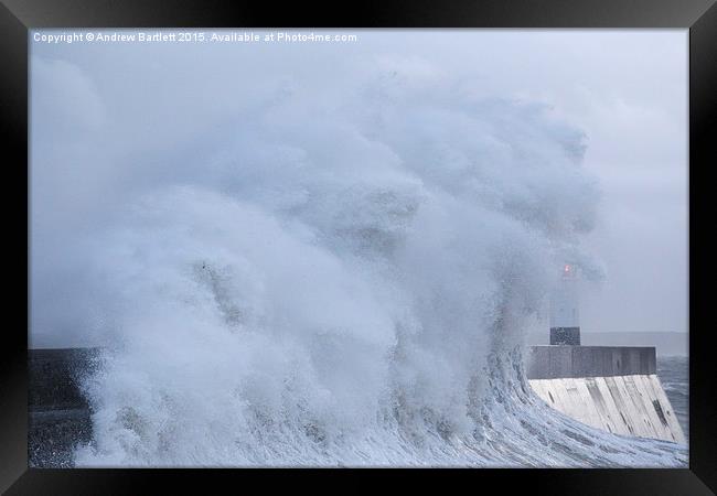  Porthcawl lighthouse, South Wales, UK, in a storm Framed Print by Andrew Bartlett