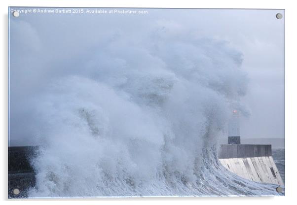  Porthcawl lighthouse, South Wales, UK, in a storm Acrylic by Andrew Bartlett