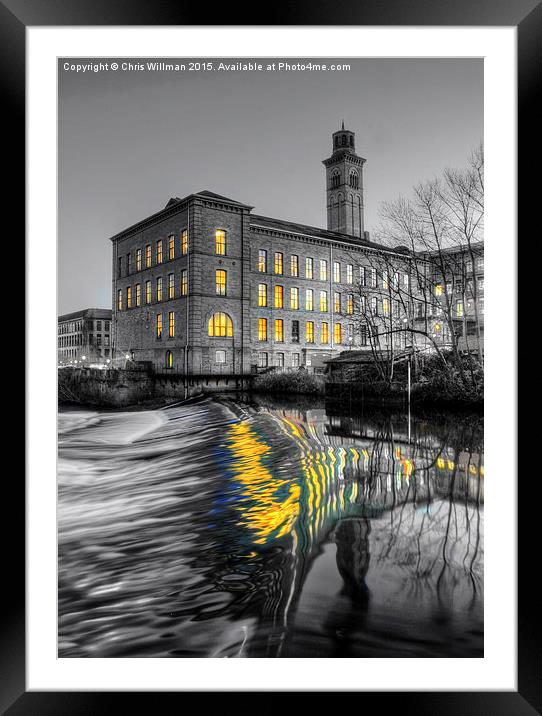  Salts Mill at Night Framed Mounted Print by Chris Willman
