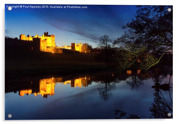 Alnwick Castle Dusk Reflection Acrylic by Paul Appleby